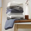 Havlu basit şerit işlemeli yüz modern gri pamuk kalın hızlı kuru havlu yetişkin çocuklar ev banyo el toalla toalha