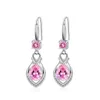 voiture dvr Charme S925 Timbre Sier Boucles D'oreilles Charmes Bleu Rose Blanc Zircon Boucle D'oreille Bijoux Brillant Cristal Gland Cerceaux Piercing Pour Les Femmes De Mariage P Dhkoz