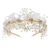 Hair Clips Luxury Korean Pearl Crystal Bridal Crowns Tiaras Headpieces Handmade Goddess Princess Party Hairbands Wedding Accessories