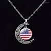 Necklace Earrings Set Bracelet Jewelry The United States Flag Glass Cabochon Stud USA For Women