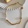 Ketten Kpop Perlen Natürliche Perle Halskette Für Frauen Gold Farbe Link Kette Choker Edelstahl Collier Mode Schmuck P3253Chains