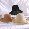 Breda randen hattar sommarsol hatt kvinnor panama hattar breda tofsar stora brim strand sol hattar solid visir hatt halm andedräkt kvinnlig hink hink g230227