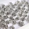 Band Rings Wholesale Bulk 20pcs Lot Mens Gothic Skull Skeleton Antique Silver Plated Metal Jewelry Mix Different Style 230228