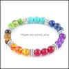 Perlé 7 Chakra Aura Guérison Cristal Yoga Nce Bracelet Élastique Hommes Et Femmes 8Mm10Mm Simple Cure 12Pcs Drop Livraison Bijoux Bracelet Dhqg4