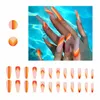 Faux Ongles Gel Ongles Conseils Kit De Couverture Complète Rouge Orange Blanc Type De Ligne Pièce De Style Européen Et Américain Amélioration Portable