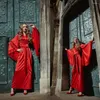 Brudtärna klänning 2023 långa underkläder röda kvinnors damer brudrockar kimono mantel satin silke spets natt slitage klänning sömnkläder