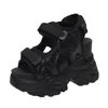 Sandals Hookloop plataforma de verão moda branca casual sapatos grossos para mulheres comfot preto salto alto ladiessandals