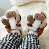 Pantoufles Mignon Vache Pantoufles Femmes Chaussures Hiver Pantoufles Intérieur Maison Chaussures Chaud En Peluche Pantoufle Couples Maison Plate-Forme Diapositives Kawaii Chaussures Z0215