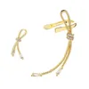 Stud Earrings Gold Color Ear Earring Charms No Pierced Temperament Bow Women's Simple Asymmetric Cuff