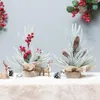 Fleurs décoratives blanc neige vert cônes de pin arbre Mini artificiel noël décoration de bureau année maison famille Navidad