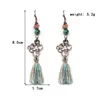 Dangle Earrings Vintage Totem Chinese Traditional Mottled Lucky Clouds Colorful Beads Bronze Tassels Long Female Jewelry