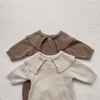 Jumpsuits Milancel Baby Rompers Knit Girls Jumpsuits Peter Pan Collar Boys Romper Born kläder 230228