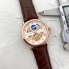 Mode luxe mens montre mécanique mouvement automatique phase de lune montre-bracelet design Top marque bracelet en cuir véritable montres pour hommes fête des pères cadeau de noël