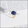 Cluster Rings Rec Purple Lapis Lazi Stone Abalone Shell Fashion Inner Dia 1.7Cm Gold Color Brincos Pendientes Jewelry For Women Drop Dhgop