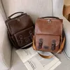 WR 2023 Trendy damesrugzak Vintage PU Leather Daypack Brown Mochilas Para Mujer Casual Travel Bag Retro Student School 230223