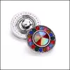 Autres composants de bijoux de bouton-pression en cristal coloré Sier rond 18mm boutons-pression en métal boutons adaptés au bracelet bracelet Noosa pour femmes hommes B124 Dhira