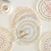 33cm Nordic Printing Tafelplaats Mat Woondecoratie Eettafel Macrame Katoen Ronde Kop Pot Coaster Servies Placemat Estera De Mesa De Nordica