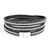 Tennis Armbänder Kirykle 2023 Mode Einfachen Stil Multilayer Wrap Inlay Strass Leder Armband Hohe Qualität Magnet Für Frauen