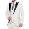 Men's Suits & Blazers 3 Piece Slim Fit Business Men For Wedding With Black Peaked Lapel Gray Groom Tuxedo Man Fashion Jacket Vest Pants 2023