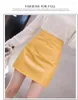 Skirts 2023 Autumn And Winter Pu Stitching Women Skirt Zipper A-shaped Bag Hip High Waist Leather Female