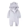 Rompers födda Baby Boys Girls Jumpsuit Plush Thicking Warm Cotton Long Sleeve Hooded Autumn Winter Baby Clothes Baby Girls Jumpsuit 230228