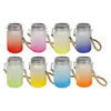 Wholesale 15oz 450ml Sublimation Glass Mason Jars With Rope Mason Wide Mouth Glass Mug Colored Gradient Frosted Z11