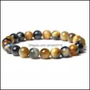 Braccialetti con ciondoli Uomo Healing 8Mm Royal Blue Tiger Eye Stone Beads Bracciale Fashion Bangle Gioielli da donna Drop Delivery Dhxao