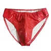 Underpants Men Sexy Latex Briefs Gay Underwear PVC Faux Leather Bikini Erotic Lingerie Thongs Sissy Panties Plus Size