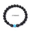 Minchas de pedra fosca preta de 8 mm Bracelete Azul Eye Agates Hematite Breads Bracelet para homens homens Buda Energy Yoga Jóias