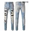 Hommes noir déchiré jeans Designer Pantalons Pour Taille Moyenne Slim Fit Léopard Patch Long Bleu Clair Impression Coton Auto-Culture Mak283v