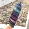 Decorative Figurines Objects & Beautiful 1PC Natural Colored Fluorite Healing Stone Wand Obelisk Energy Pyramid Love Quartz Crystals