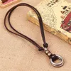 Pendant Necklaces Fashion Vintage Genuine Leather Men Retro Metal Circle Geometric Necklace For Women