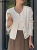 Frauenanzüge Blazer Vonda Mode Frauen elegant ol Style 2023 lässige Knöpfe losen Solid Color Streetwear -Schichten Langarm 230228