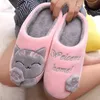 Slippers Women Winter Home Fur Slippers Cartoon Cat NonSlip Soft Warm House Indoor Bedroom Men Couples Boys Girl Memory Foam Floor Shoes Z0215