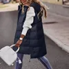 Cappotto da donna in piumino allentato Cappotto da donna Solido Casual Giacca con tasca con cappuccio Senza maniche Parka con cerniera