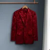 Nuevo en dos piezas, esmoquin de boda para hombre, traje de Jacquard rosa con solapa con muescas, trajes de boda rojos de un solo pecho para novio