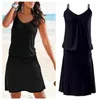 Casual Dresses Qweek Beach Black Slip Mini Dress Woman Summer 2023 Sundress Sexig kort kvinnlig strandkläder outfit Verano kläder