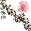 Fleurs décoratives 16 têtes guirlande de fleurs artificielles noël mariage maison chambre décoration jardin arche bricolage mur fausse plante rose feuille vignes