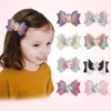 Glitter Wing Hair Baws Unicorn Ribbon Bows Girls Hairpins Fairy Clips ângulo artesanal Barrettes Roupet Cheftwear