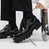 Dress Shoes Black Brogue Shoes Men Classic Platform Oxford Dress Shoes Men Retro Patent Leather Footwear LowAnkle Party Shoes 230228