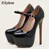 Dress Shoes Eilyken New Design Platform Women Pump Shoes Black Red Elegant Shallow Buckle Strap Super High Heels Wedding Ladies SandalsL230227