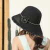 Breda brimhattar 2022 Summer Women's Wide Brim Beach Fisherman's Hat Sun Hat Fashion Floppy Chapeu Feminino Foldbar Visor Cap Anti-UV Straw Hat G230227