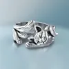 Angel Wings Ring Adjustable Rhinestone Finger Rings For Women Silver Color Female Party Birthday Jewelry Gift