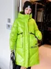 Mulheres misturas de lã misturas de lã feminina kbat inverno para baixo casaco feminino 2023 longo parka quente jaqueta de neve casual grosso com capuz preto puffer brilhante streetwear 230227