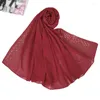 Lenços 2023 mulheres longas shinestone pérolas chiffon hijab shawl árabe de turbante envolta banda de cabeça Bufandas sjaal 180 75cm