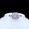 Ringos de cluster estrondando Moissanite Gemstone Ring for Women Jewelry Engagement Wedding 925 Silver Man Birthday Gift