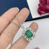Colares de pendentes 925 Sterling Silver Green Diamond Jewelry Square Emerald com colar de céu estrelado de zircões