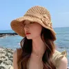 Chapeaux à large bord version coréenne été chapeau de paille femmes arc tissé plage seau casquette à la mode décontracté chapeaux de soleil en plein air à la mode pêcheur casquettes G230227