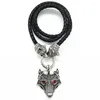 Pendentif Colliers Nostalgie Nordique Rouge Yeux Noirs Loup Amulette Charme Longue Chaîne Grand Collier Viking Pendentifs Talisman Wicca Païen Bijoux