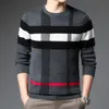 Men's Sweaters Fashion High End Designer Brand Mens Knit Patchwork Wool Pullover Sweater Crew Neck Autum Winter Casual Jumper Mens Clothes 230228